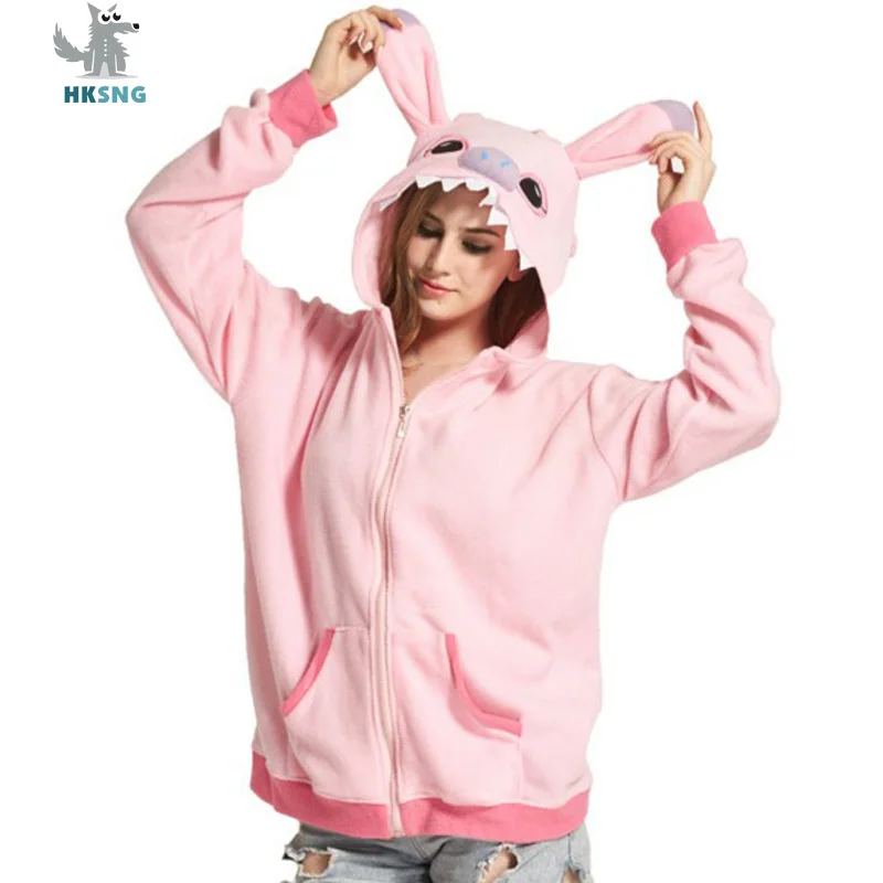 

HKSNG Adult Animal Cartoon Cute Pink Stitch Hoodies Kigurumi Pikachu Pokemon Panda Rilakkuma Racoon Tops Jackets Coat Costumes