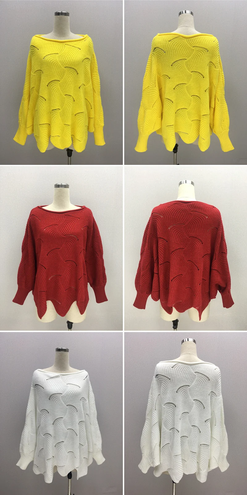 Элегантные однотонные вязаные свободные пуловеры для женщин; сезон осень-зима; длинные вязаные свитера с рукавами «летучая мышь» размера плюс; джемпер для женщин