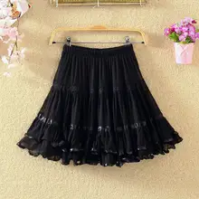 Мини-юбки женские Saia Повседневная кружевная юбка с высокой талией Femme винтажная Плюс Размер Уличная трапециевидная плиссированная юбка Faldas Q1625