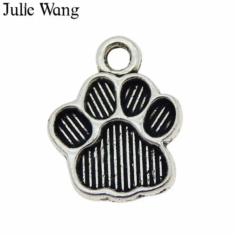 Julie Wang 50 шт. сплав Собака Кошка маленькая лапа шармы в форме следа ноги античный