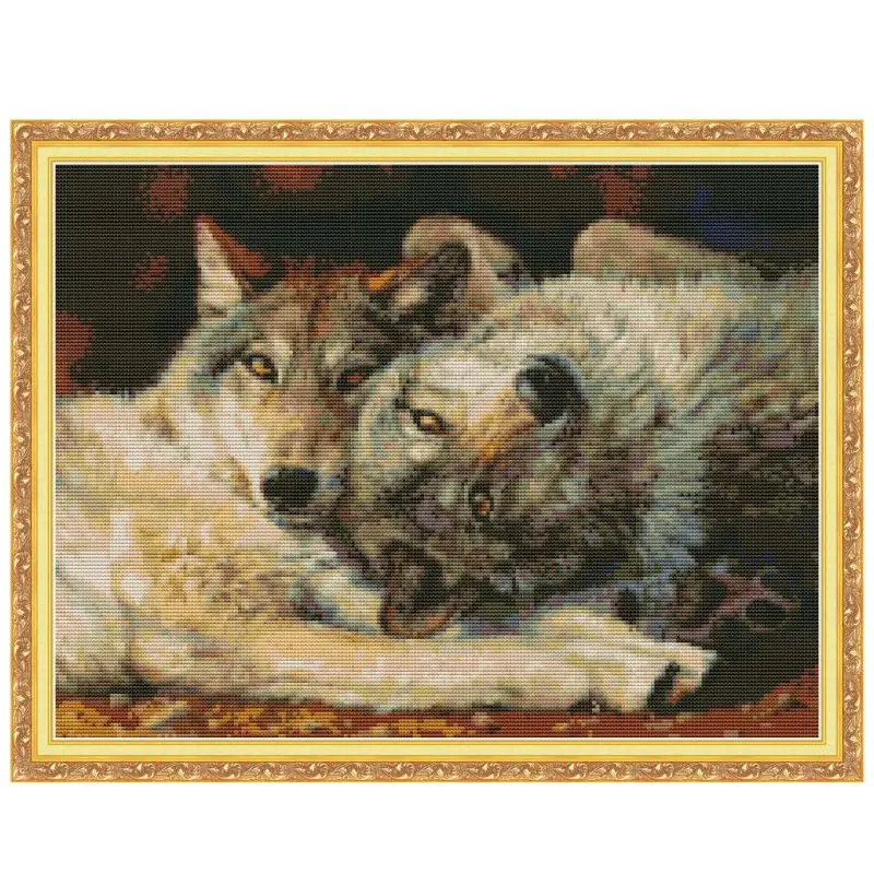 

Wolf DIY Handmade Needlework Counted 14CT Printed Cross Stitch Embroidery Kit Set Home Decoration