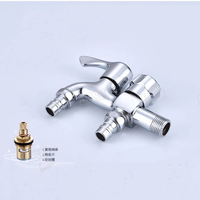 

Full Copper Muilti Function Faucet One In Double Out Faucet for Washing Machine Double Mouth Double Use Three Way Tpe Faucet