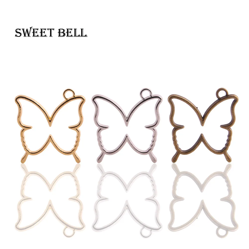 

Sweet Bell 12 pcs 33*35mm Three color hollow Butterfly Charms Pendant Fit DIY Jewelry Findings 11C70