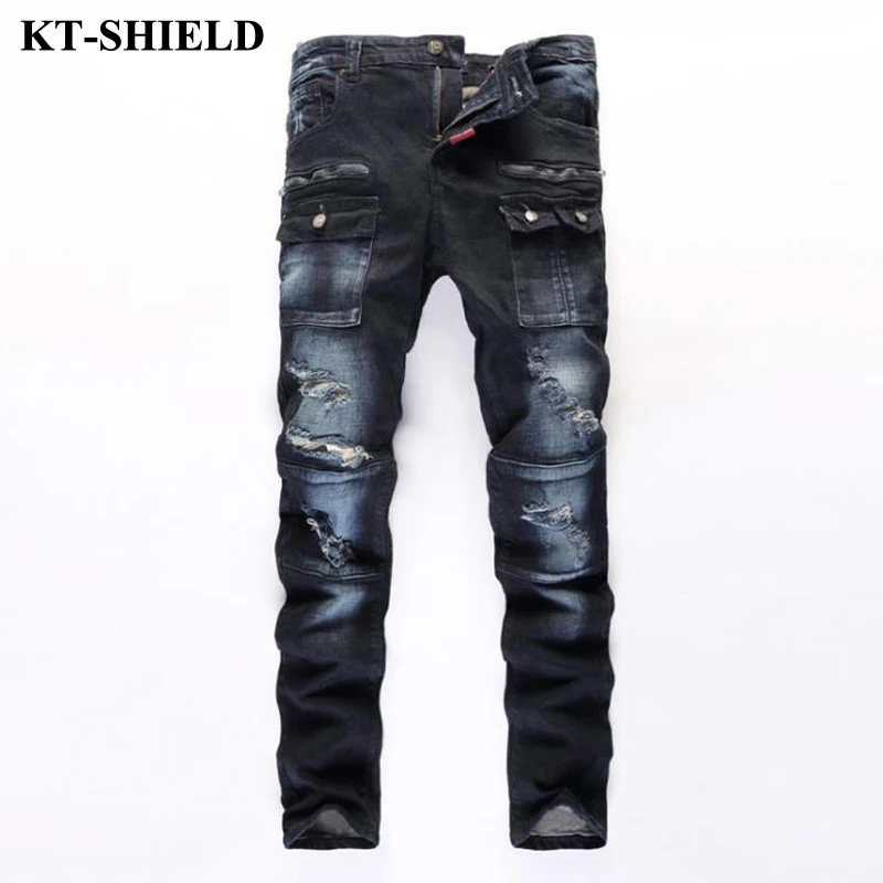 

high quality men's jeans pants brand fashion skinny men jeans designer slim fit denim trousers 100% cotton ripped jeans pants