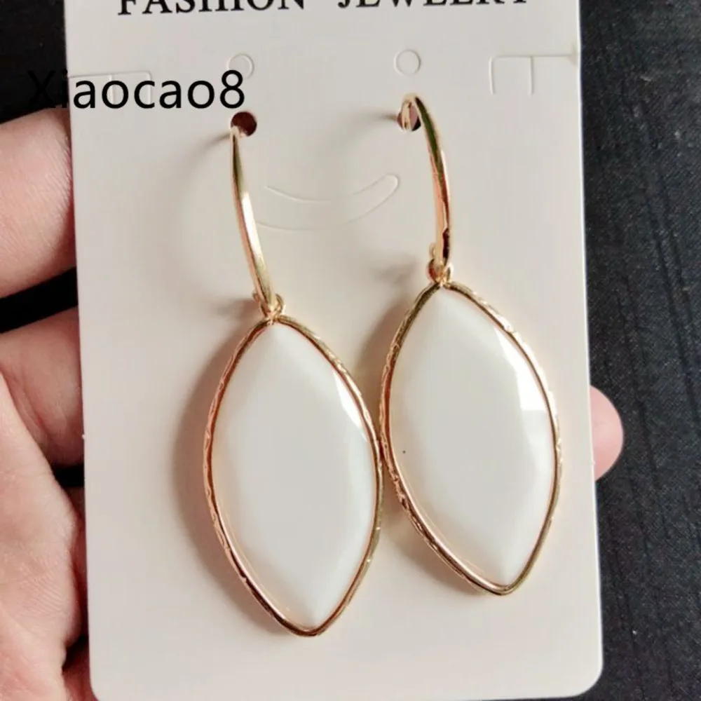 

White Blue Orange Stone Dangle Drop Earrings for Women Hooks Long Earings Fashion Woman Girls Pendientes Earing Bijoux