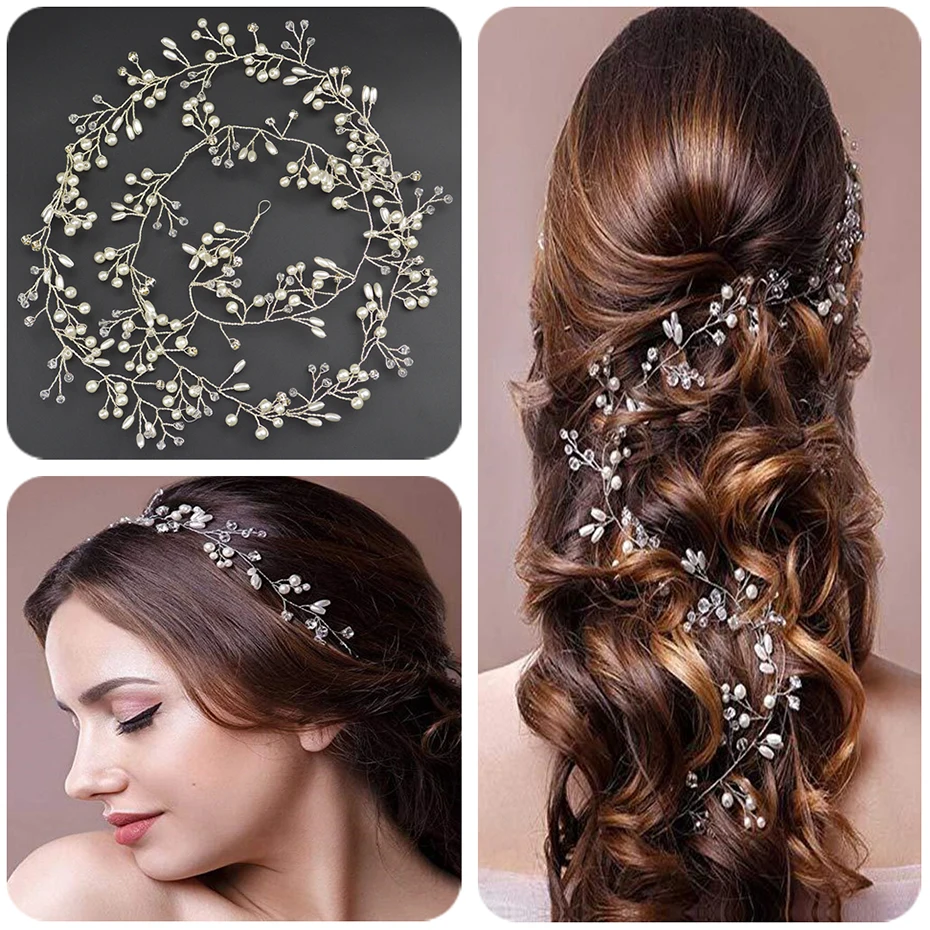 Модная жемчужная головная повязка принцессы цвета слоновой кости с кристаллами ручной работы; Женская повязка на голову; свадебные аксессуары для волос; лента для волос 100 см