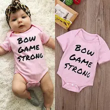 Newborn Baby Kids Girls Letters Printed Bodysuit Short Sleeve Jumpsuit Casual Outfits