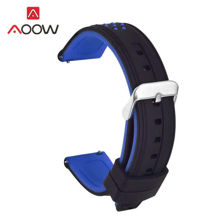 Мягкий силиконовый ремешок 20 мм 22 мм 24 мм 26 мм для samsung Galaxy Watch Active 42 мм 46 мм gear S3 Amazfit Sport Водонепроницаемый браслет - Цвет ремешка: Blue