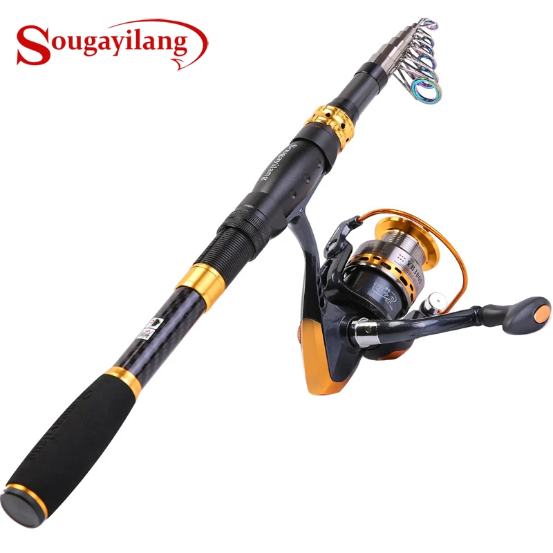

Fishing Rod and Reel Combos - Spinning Portable Telescopic Fishing Pole Spinning Reels for Travel Saltwater Freshwater Fishing