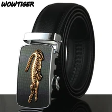 WOWTIGER Belt Man Hot Fashion Cowhide Leather men Designer Luxury Famous High quality Automatic buckle men