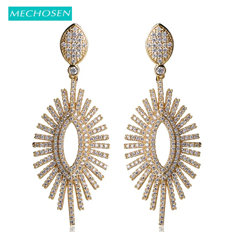 

MECHOSEN Fashion Jewelry Water Drop Earrings Rhodium Plated Eyes Shape Christmas Earring Shiny Zircon Stones New Year Orecchini