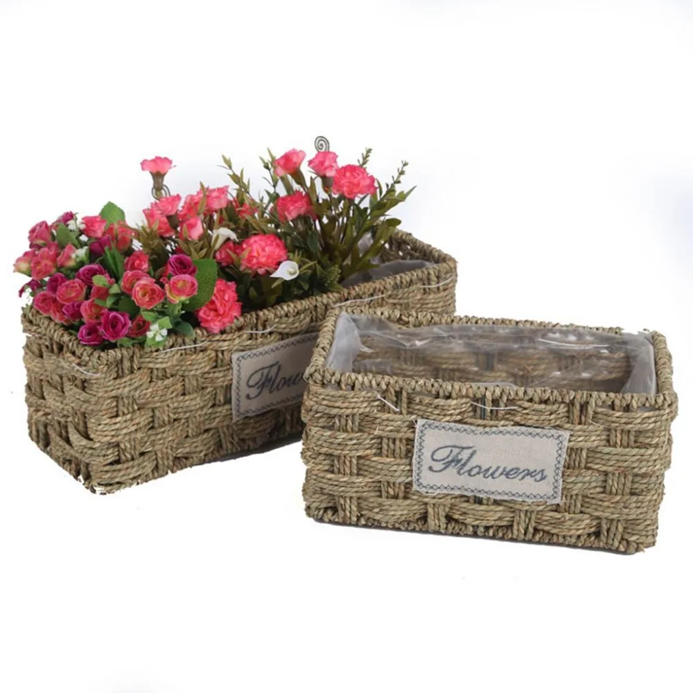 Big /Small Flower Pot Groot Straw Pastoral Basket Handmade Braided Plant Home Decoration Accessories Waterproof | Дом и сад