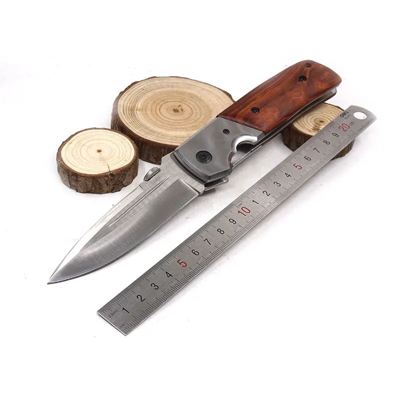 

Brown DA50 Folding Pocket Tactical Knife Survival Camping Knife 440 Blade Steel+Wood Handle Hunting Knives Camping EDC Tools