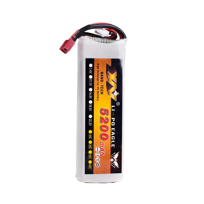 XW мощность 7 4 V 11 1 14 8 22 2 5200mAh 35C 2S 3S 4S 6S аккумуляторная батарея Lipo XT60 T другой разъем