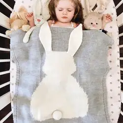 Милые в виде ушей кролика для детей новорожденных Девочка Мальчик Хлопок спальный постельные принадлежности Одеяла трикотажные Мягкие
