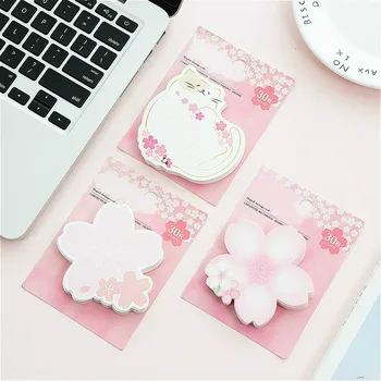 

30 Pcs/lot Sakura Spring Cat Memo Pad Message Notes Pads Papeleria Kawaii Cute Gift Paper Pad School Office Stationery Supplies