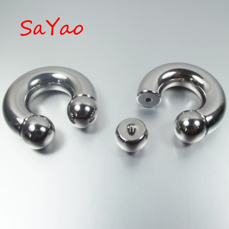 

SaYao Big Size Stainless Steel CBR Internally Threaded BCR Circular Barbells Horseshoe Nose Ring Flesh Tunnel Body Jewelry