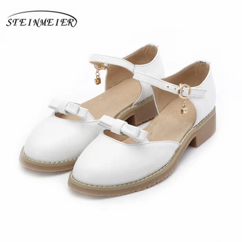 

Women genuine Leather summer sandals shoes flat handmade round toe oxford shoes for women sandals 2020 white buckle shoes