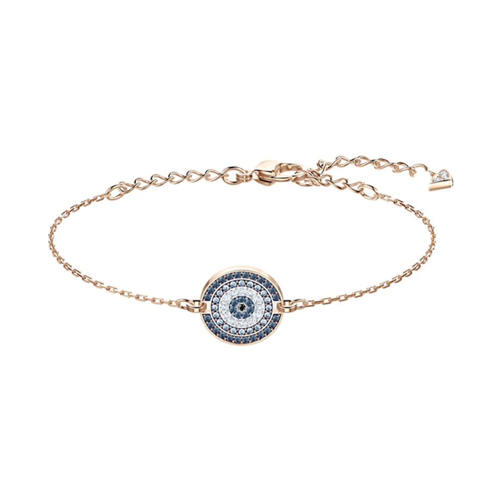 

Fanier SWAWinter New Gold Crystal Blue Rose Bracelet Devil's Eye Charm Lady Birthday Present From Jewelry Free Fret Women