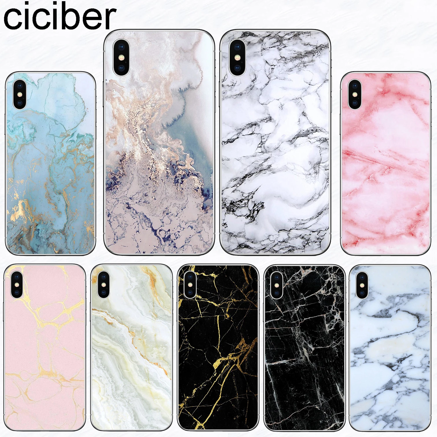 

ciciber Phone Case For iphone 11 Pro XR XS Max X Case For Iphone 8 7 6 6S Plus SE 5S Soft TPU Cover Marbling Marble Funda Coque