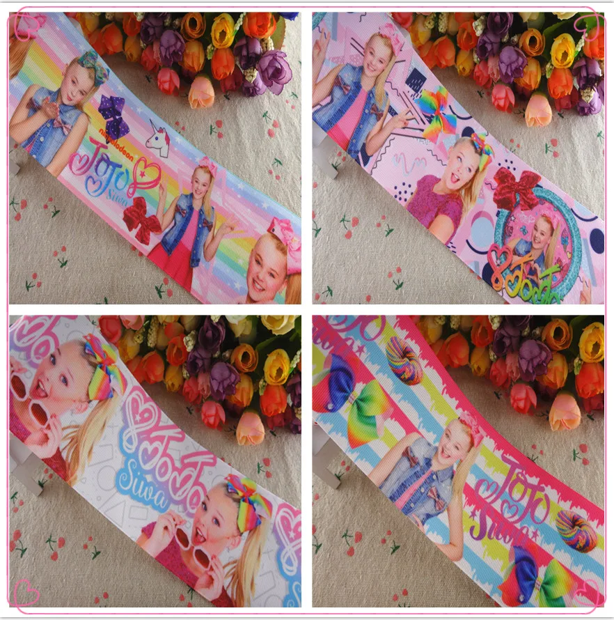 

18051705, 5 yards/lot 3"75 mm cartoon girls printed grosgrain ribbon, handmade materials ribbons and diy bows fabric webbing