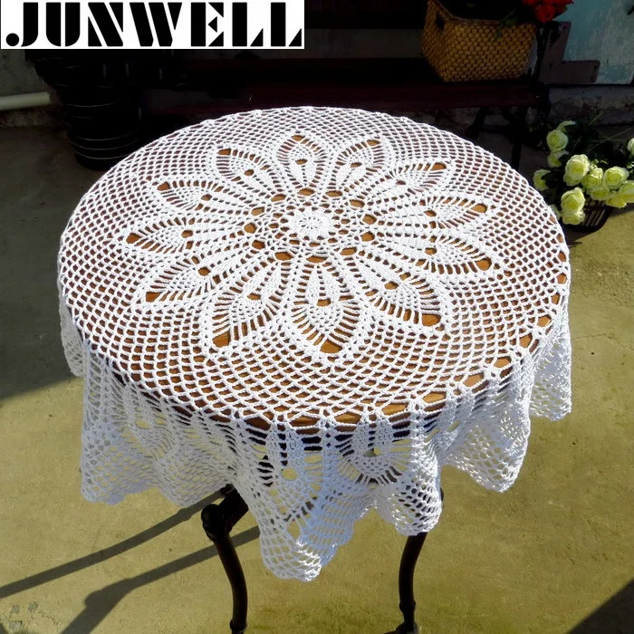 

90CM RD Shabby Chic Vintage Crocheted Tablecloth Handmade Crochet Coasters Cotton Lace Sofa Cover