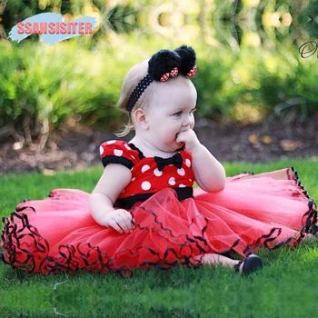 

Baby Girls Minnie Tutu Dress Fancy Mouse Cosplay Costume Bow-knot Dot Backless Kids Cartoon Dress Party 1 Year Birthday Dress
