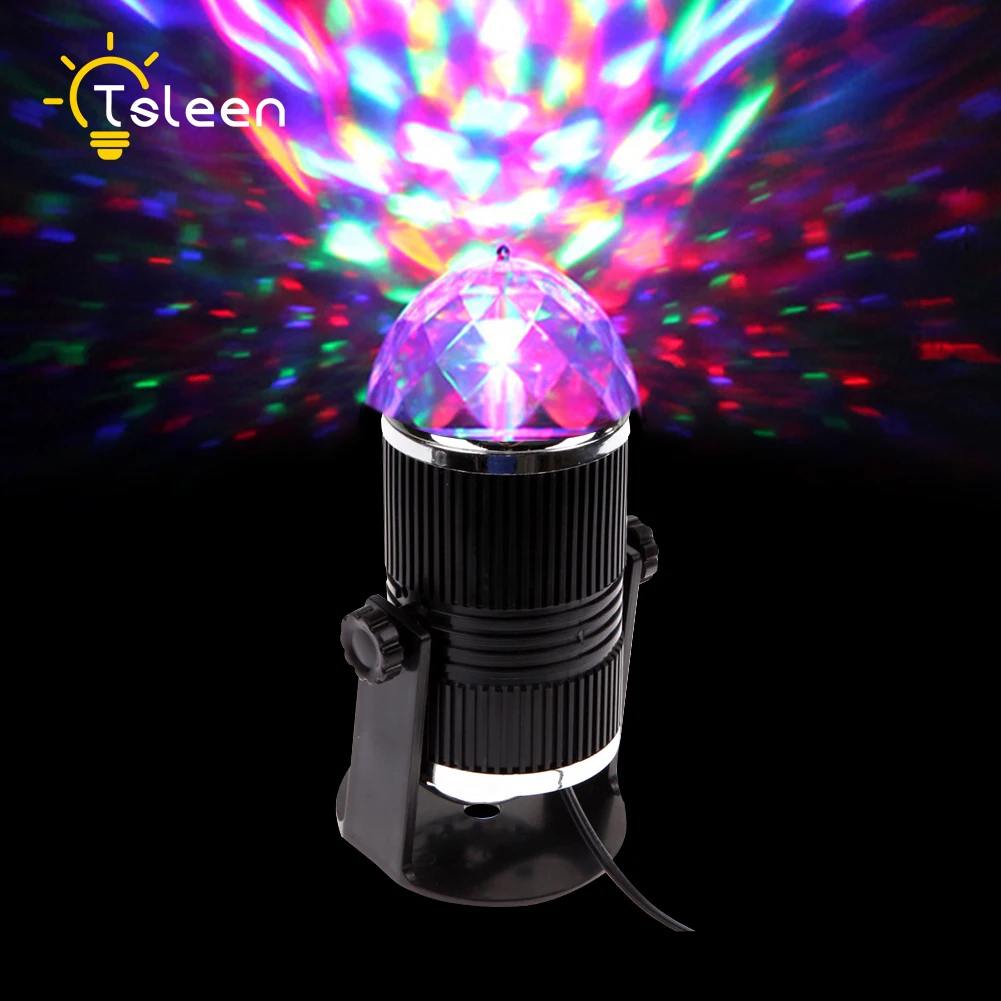 

TSLEEN RGB LED Music Stage Lights AC 110-220V DMX Disco Club DJ Light Show Bulb Projector Crystal Magic Ball dj effect lighting