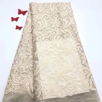 

Top quality S19010510 French net fabric fashion African embroidery tulle mesh lace fabric for party dress