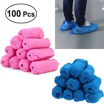 

100Pcs Non-Woven Fabric Shoes Cover Disposable Dustproof Non-Slip Shoe Protector Elastic Band Breathable Shoes Cover