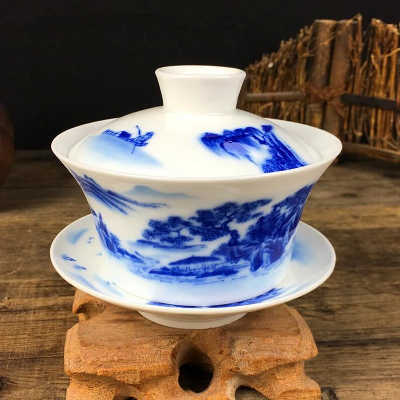 Недавно в списке китайский сине-белый фарфор гайвань tureen 220 мл керамическая чашка миска с крышкой чайная чашка с блюдцем Настольная Ваза китайская Новинка