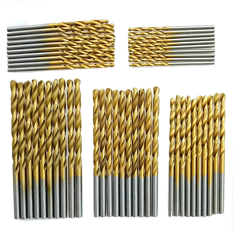 

50Pcs Coated Drill Bits HSS High Speed Titanium Steel Drill Bits Set Tool High Quality Power Tools 1/1.5/2/2.5/3mm For Metal hot