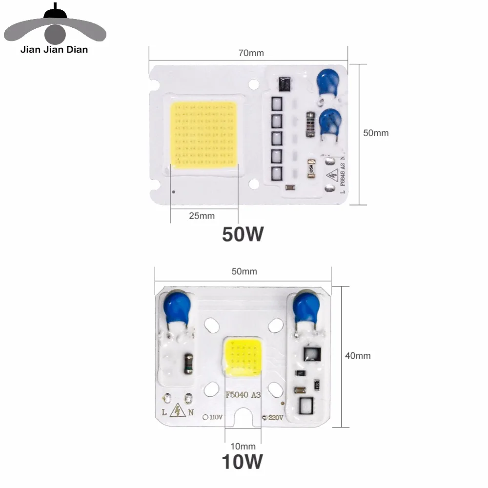 Настоящий Мощный светодиодный COB Чип 10 Вт, 20 Вт, 30 Вт, 50 Вт, светодиодный лампочка, 220 В, вход IP65, умный IC для DIY, уличный светодиодный светильник-прожектор, чипы, точечный светильник