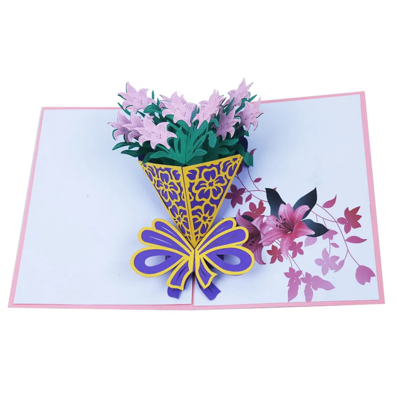  1pcs Creative 3D DIY Rose Lily Invitations Cards Fashion Wedding Party Greeting Card Great Event Gi - 32985965638