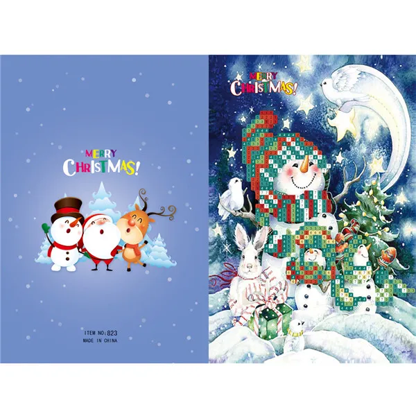 Алмазная картина мультфильм Мини Санта Клаус Счастливого Рождества бумажные поздравительные открытки на крафт-бумаге DIY детский фестиваль поздравительные открытки M3