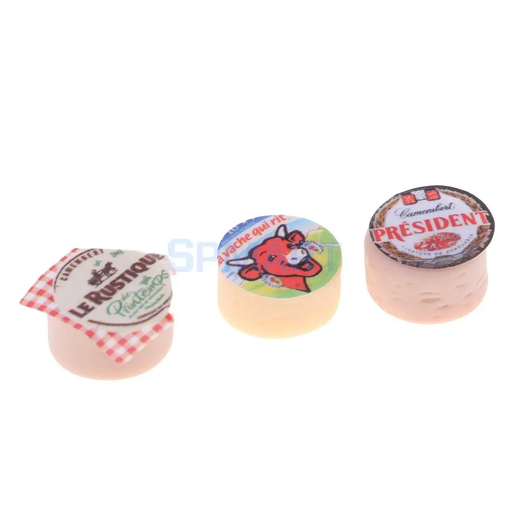 3Pcs Mini Cheeses Food 1/12 Scale Dolls House Miniature Kitchen Living Room Restaurant Decoration Accessories