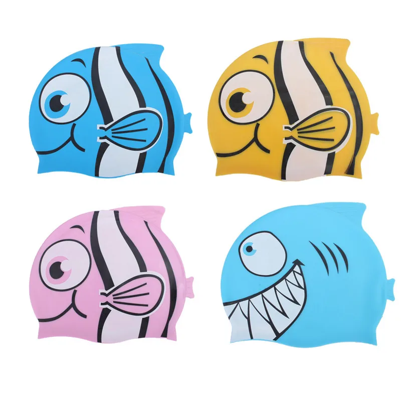 

Hot Sale High Quality Kids Silicone Animal Fish Cartoon Child Swimming Bathing Head Cover Cap Hat