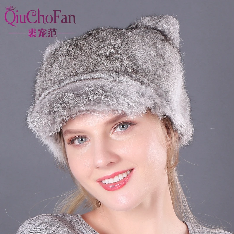 Ceny 2019 nowa zima 100% naturalne pełne futro kapelusz z futra króliczego s kobiety ciepłe prawdziwe kapelusz z futra króliczego dziewczyny piękne moda na zewnątrz prawdziwe futro czapki