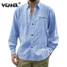 Новая мужская повседневная хлопковая полотняная Мужская рубашка белые рубашки с длинными рукавами мужские летние однотонные рубашки мужские синие Топы Camisa M-3XL