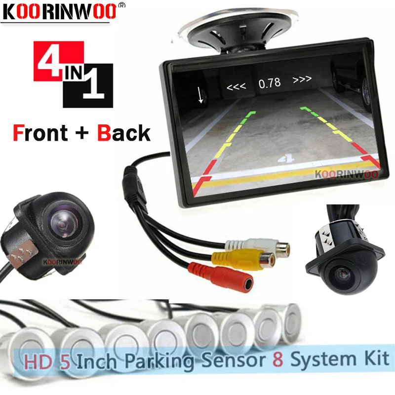 

Koorinwoo Dash Vision Parktonic Kit Autorad Video Parking Sensor 8 Probes Rear View Active Alert Car Monitor With Parking Camera