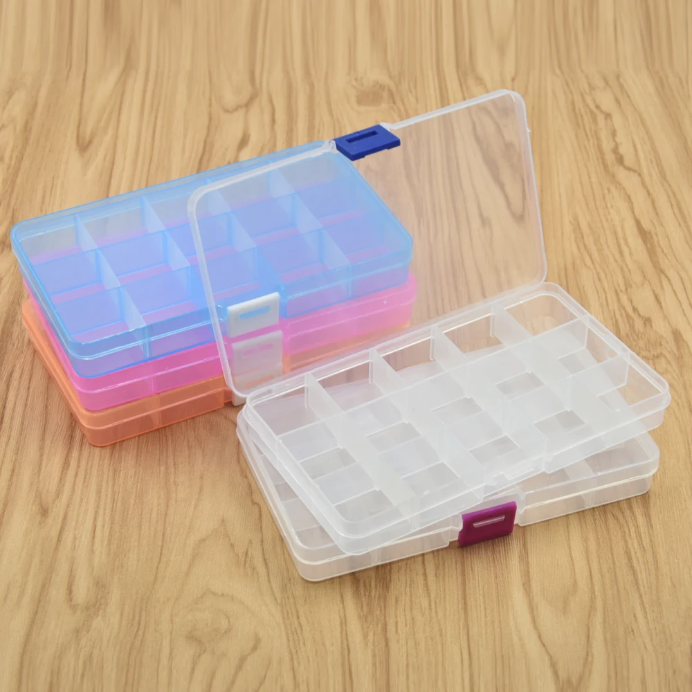 

15 Slots Cells Hand Repair Tool Storage Box Small Metal Screws Nuts Drill Bit Organizer Jewelry Makeup Beads Fishing Container