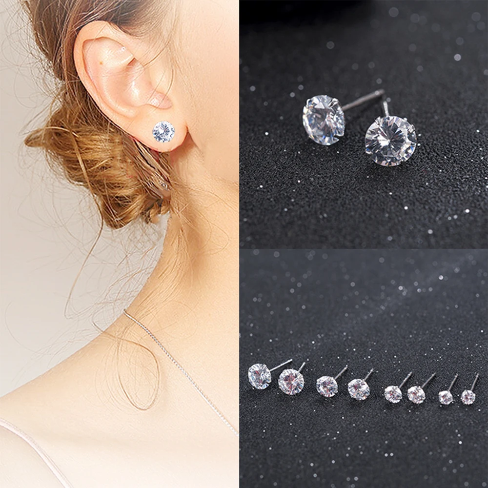 

3/4/5/6MM Round Ear Studs Earrings Women's 925 Sterling Silver Pendientes Plata De Ley Joyas De Plata 925 Mujer Berloque