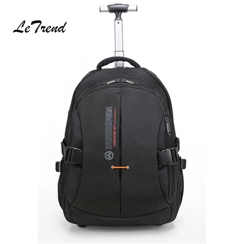 LeTrend Бизнес Оксфорд Дорожная сумка чемодан на колёсиках сумка для ноутбука Многофункциональные чемоданы Колеса Кабина сумки на плечо мужской рюкзак - Цвет: 21 inch black