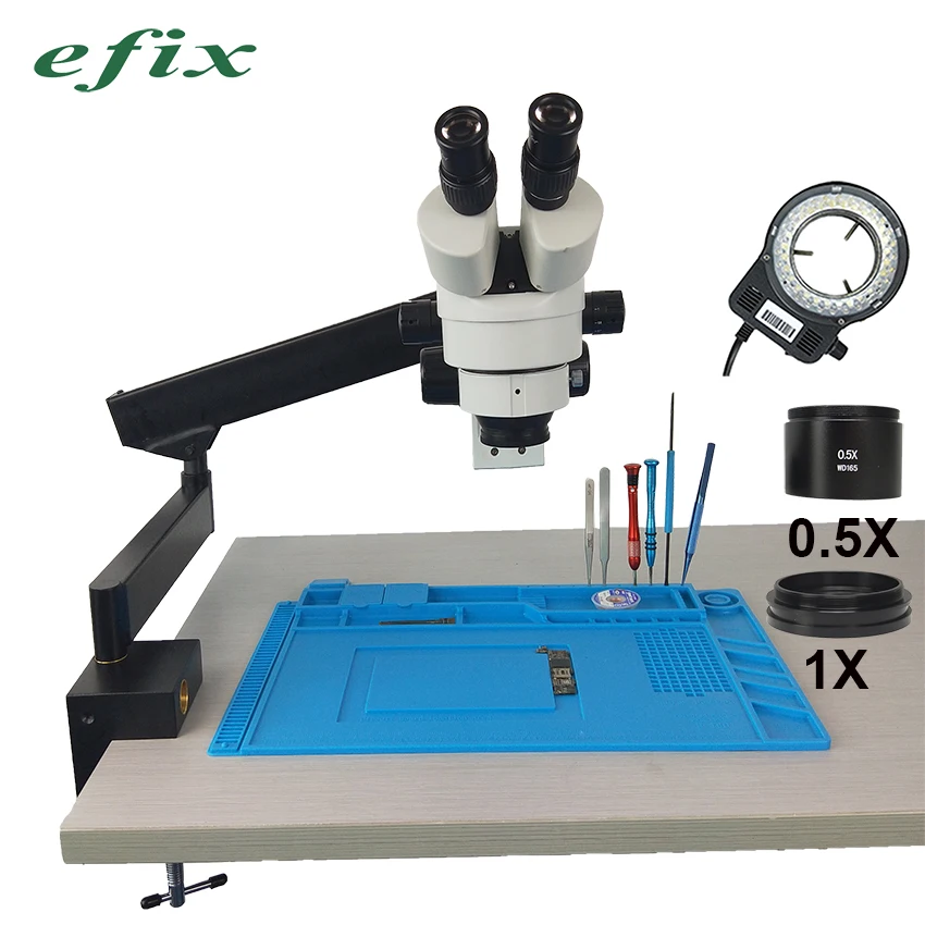 Efix 3,5-45X бинокулярный артикуляционный кронштейн с зажимом стерео припой микроскоп Simul-Focuse непрерывный зум ремонт мобильного телефона