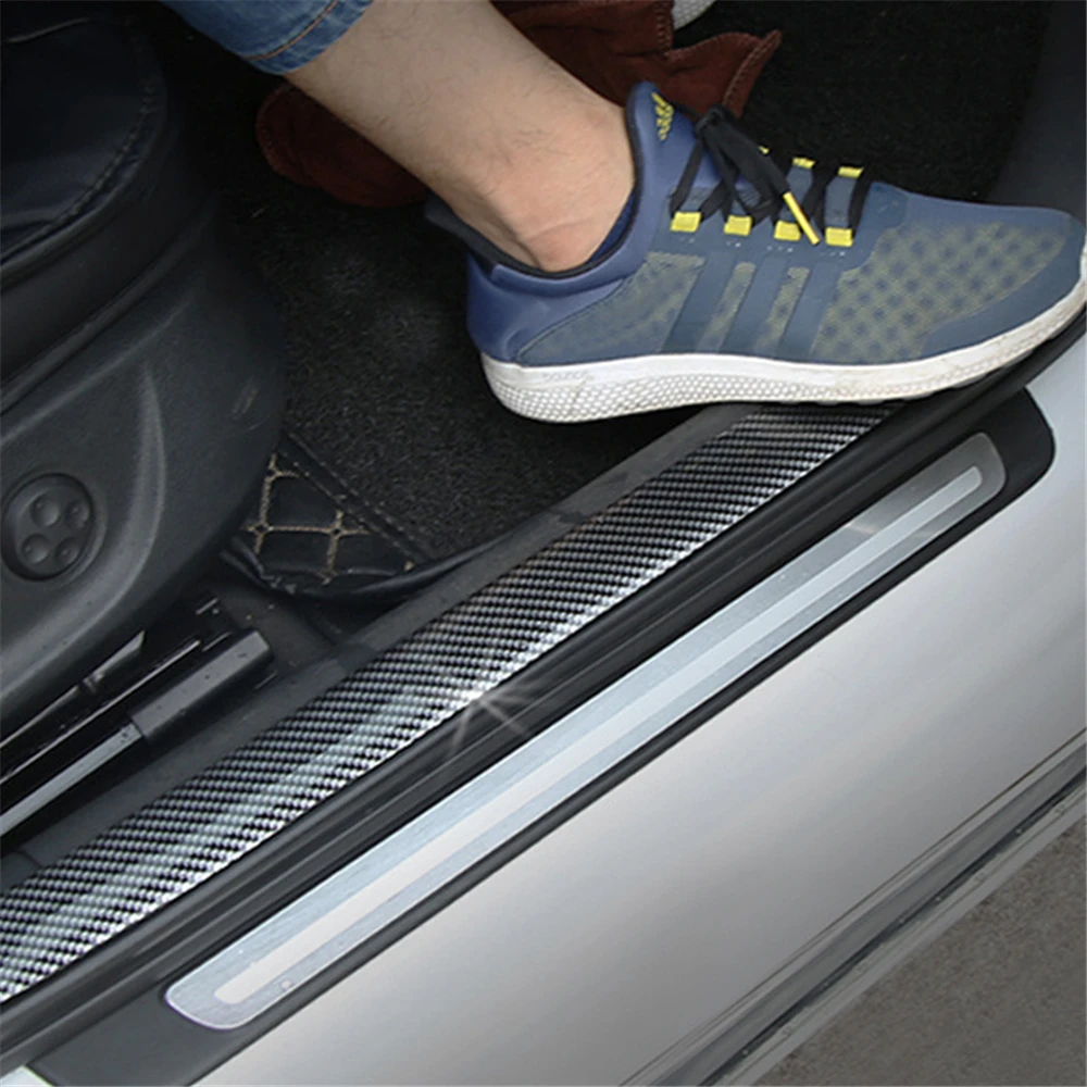 100 см автомобильные наклейки 5D углеродное волокно Резина Стайлинг порога протектор товары для Toyota BMW Audi Mazda Ford hyundai аксессуары