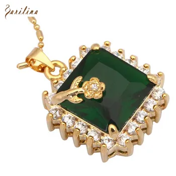 

Top Quality Gold Green Cubic Zirconia white zircon Womens Necklaces & pendants P035
