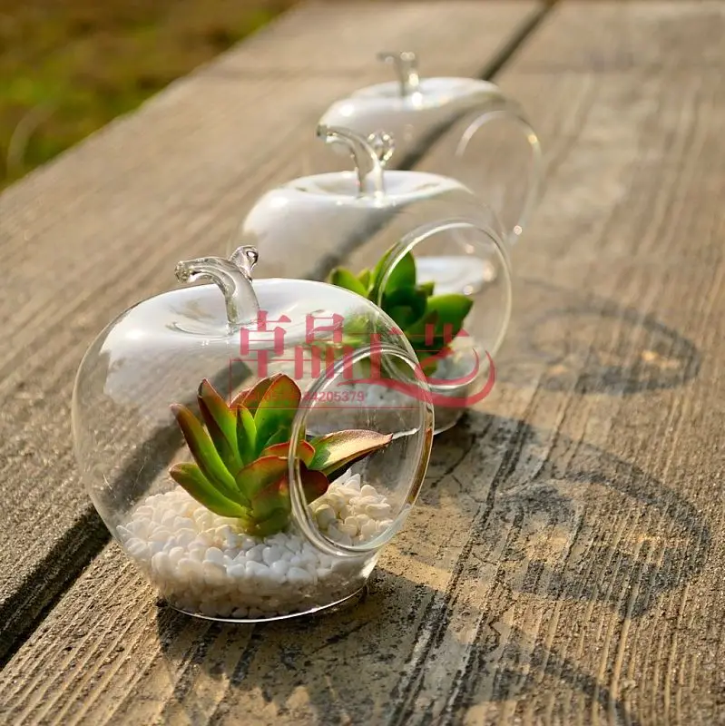 Free Ems 64pcs Lot Home Decoration Apple Shaped Transparent Glass