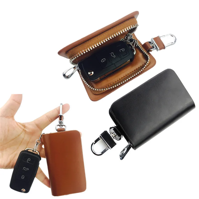 

High Quality Leather Men & Women Car Key Bag Multi Function Key Case for vw for kia Fashion Housekeeper Holders auto Key Ring