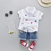 Summer Kids Toddler Boy Car Shirt Jeans 1 2 3 4 Years Clothing Set Short Sleeve Cotton Suit Children Clothing Boys Outfit 1