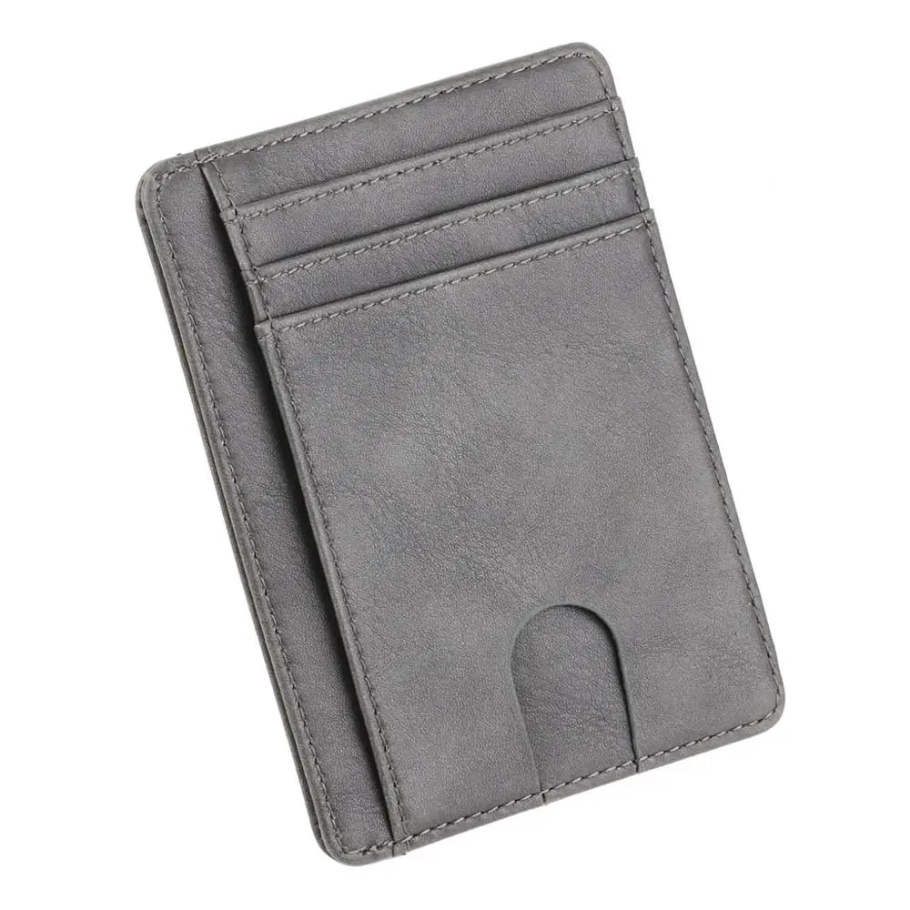 GY Тонкий кожаный бумажник THINKTHENDO с блокировкой RFID, держатель для карт, кошелек, чехол для денег для мужчин и женщин, модная сумка 11,5x8x0,5 см - Цвет: GY